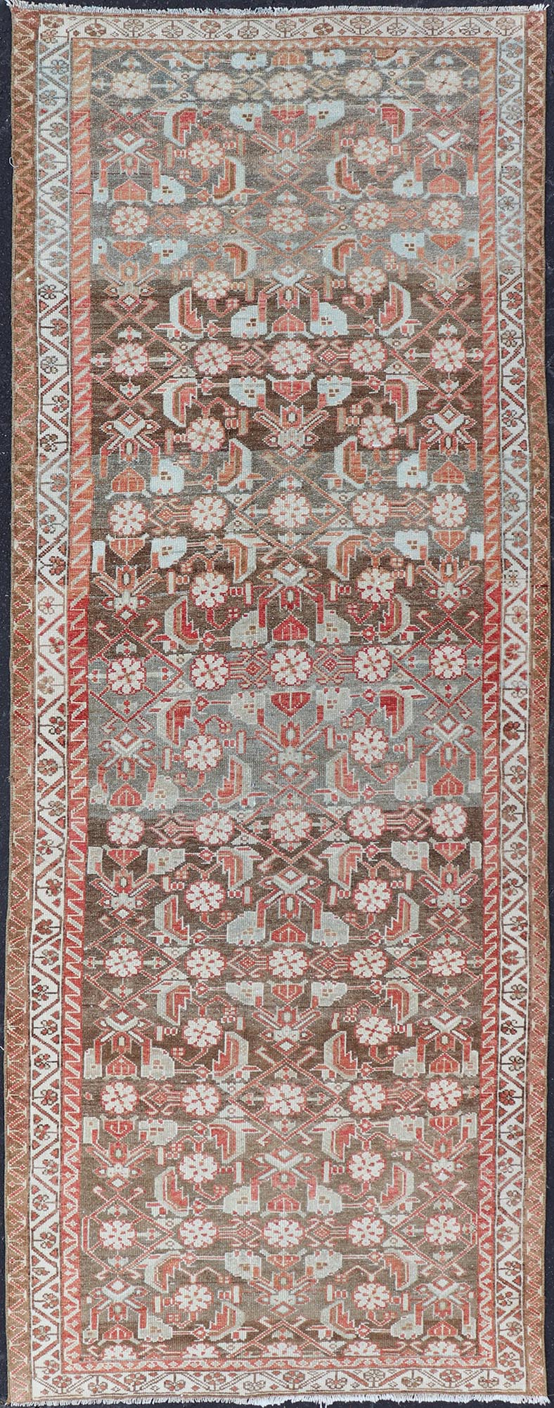 Antique Persian Malayer with Sub - Geometric Floral Design in Reds & Earthy Tones This antique Persian Malayer Runner features a sub - geometric floral design with a complementary multi - tiered border. The runner is rendered in red and earthy tones ... - Keivan Woven ArtsEMB - 9535 - 01 - 14728