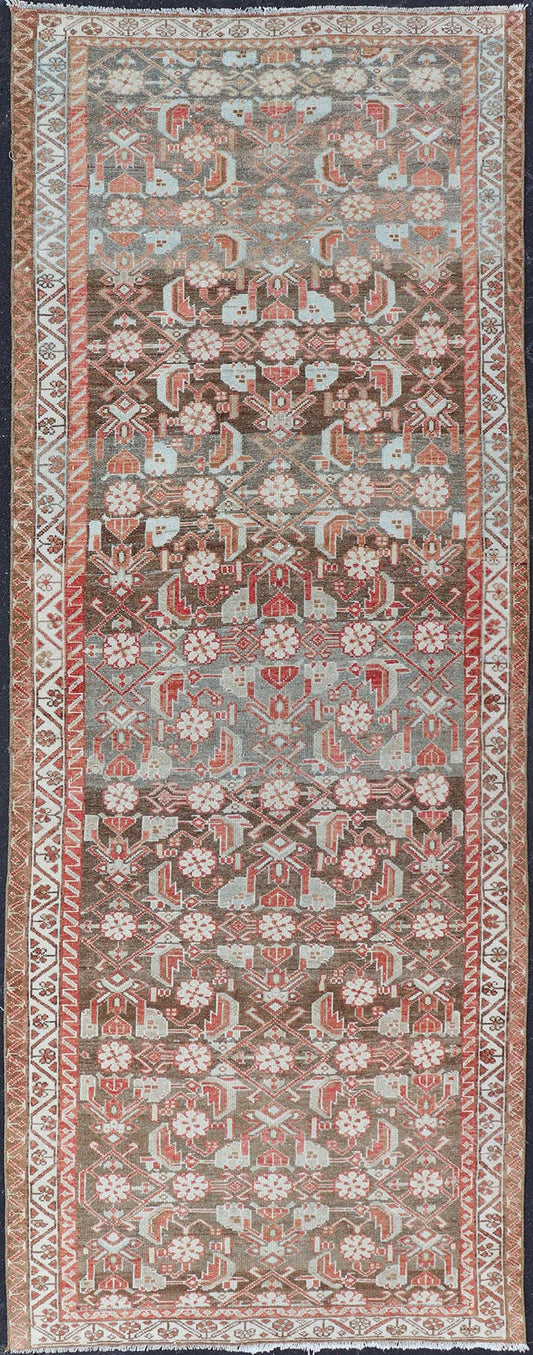 Antique Persian Malayer with Sub - Geometric Floral Design in Reds & Earthy Tones This antique Persian Malayer Runner features a sub - geometric floral design with a complementary multi - tiered border. The runner is rendered in red and earthy tones ... - Keivan Woven ArtsEMB - 9535 - 01 - 14728