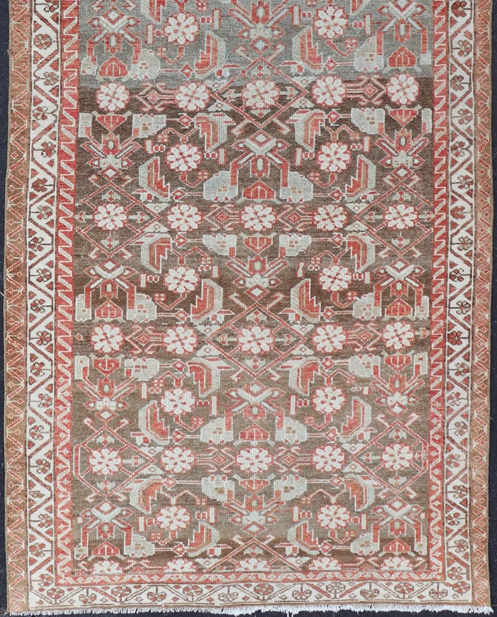 Antique Persian Malayer with Sub - Geometric Floral Design in Reds & Earthy Tones This antique Persian Malayer Runner features a sub - geometric floral design with a complementary multi - tiered border. The runner is rendered in red and earthy tones ... - Keivan Woven ArtsEMB - 9535 - 01 - 14728Rug