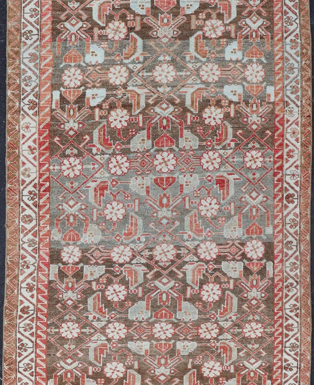 Antique Persian Malayer with Sub - Geometric Floral Design in Reds & Earthy Tones This antique Persian Malayer Runner features a sub - geometric floral design with a complementary multi - tiered border. The runner is rendered in red and earthy tones ... - Keivan Woven ArtsEMB - 9535 - 01 - 14728Rug