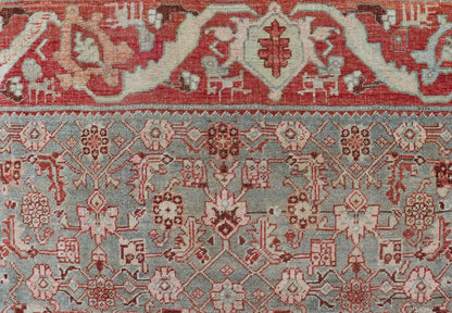 Antique Persian Bidjar Rug with Tribal Herati Design in Light Blue & Soft Red. Distressed antique rug, distressed Bidjar, distressed Persian rug All over Herati flower design, antique Bidjar Persian rug in a variety of muted colors, rug EMB - 9537... - Keivan Woven ArtsEMB - 9537 - 04 - P13030 - 14740Rug