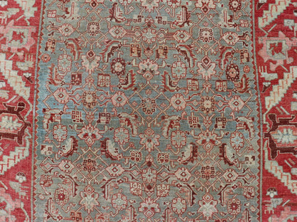Antique Persian Bidjar Rug with Tribal Herati Design in Light Blue & Soft Red. Distressed antique rug, distressed Bidjar, distressed Persian rug All over Herati flower design, antique Bidjar Persian rug in a variety of muted colors, rug EMB - 9537... - Keivan Woven ArtsEMB - 9537 - 04 - P13030 - 14740Rug