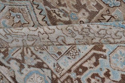 Antique Persian Heriz Rug with Geometric Design in Taupe, Tan, Brown and Lt Blue . Intricately designed geometric Persian Heriz carpet in earth tones, rug EMB - 9539 - P13038, country of origin / type: Iran / Heriz, circa 1930 This magnifice... - Keivan Woven ArtsEMB - 9539 - P13038 - 14752Rug