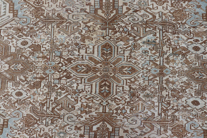 Vintage Hand - Knotted Heriz Rug with Sub - Geometric Design in Natural Tones This vintage hand - knotted Persian Heriz rug features an all - over sub - geometric design, enclosed within a complementary, multi - tiered border. The rug is rendered in blues... - Keivan Woven ArtsEMB - 9540 - P13089 - 14758Rug