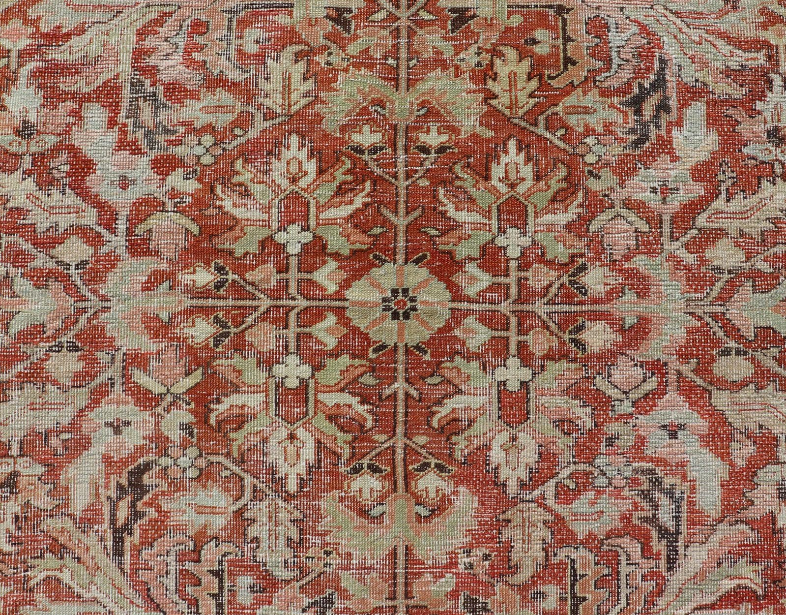 All Over Design Antique Serapi - Heriz Rug With Large sub geometric Design, Keivan Woven Arts / rug EMB - 9541 - 13588, country of origin / type: Persian / Heriz, circa Early - 20th Century. Measures: 7'7 x 11' Antique Heriz Rug with Large scale ... - Keivan Woven ArtsEMB - 9541 - 13588 - 14770Rug