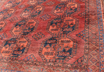 Hand - Knotted Turkomen Ersari Rug in Wool with Repeating Sub - Geometric Gul Design This Turkomen Ersari rug has been hand - knotted in the finest wool. The rug features a repeating Gul design throughout the entirety of the rug, enclosed within a co... - Keivan Woven ArtsEMB - 9544 - P13057 - 14788Rug