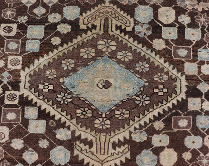 Earthy Tone Vintage Persian Hamadan Rug with All - Over Pattern and Browns Floral design malayer vintage rug in brown and light grayish - blue color tones, Keivan Woven Arts / rug EMB - 9547 - P13075, origin / type: Iran / Hamedan, circa 1930 Thi... - Keivan Woven ArtsEMB - 9547 - P13075 - 14800Rug