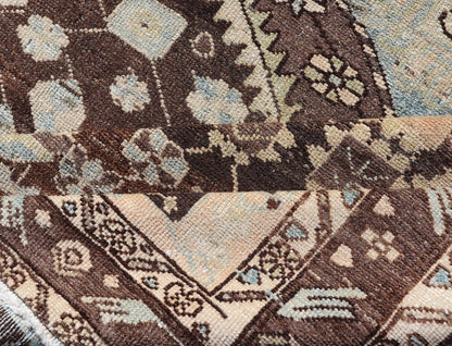 Earthy Tone Vintage Persian Hamadan Rug with All - Over Pattern and Browns Floral design malayer vintage rug in brown and light grayish - blue color tones, Keivan Woven Arts / rug EMB - 9547 - P13075, origin / type: Iran / Hamedan, circa 1930 Thi... - Keivan Woven ArtsEMB - 9547 - P13075 - 14800Rug