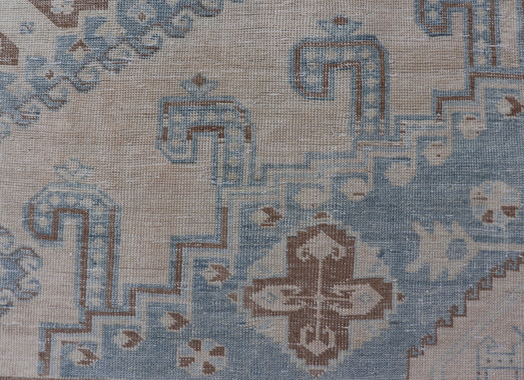 Persian Antique Tabriz Rug With Geometric Medallion With Latch Hooks in Light Blue Persian Antique Tabriz Rug With Geometric Medallion with Latch Hooks. Keivan Woven Arts / rug EMB - 9551 - P13080, country of origin / type: Iran / Tabriz, circa 1930... - Keivan Woven ArtsEMB - 9551 - P13080 - 14812Rug