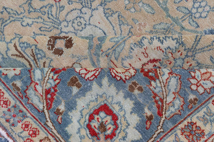 Antique Persian Khorassan Rug with Floral Design in Honey Cream & Dusty Blue. Finely woven Antique Persian Khorassan Rug with floral motifs and Vining Flowers Keivan Woven Arts rug/EMB - 9555 - P13061, origin/Iran, Circa/ 1920 Measures: 9 x ... - Keivan Woven ArtsEMB - 9555 - P13061 - 14862Rug