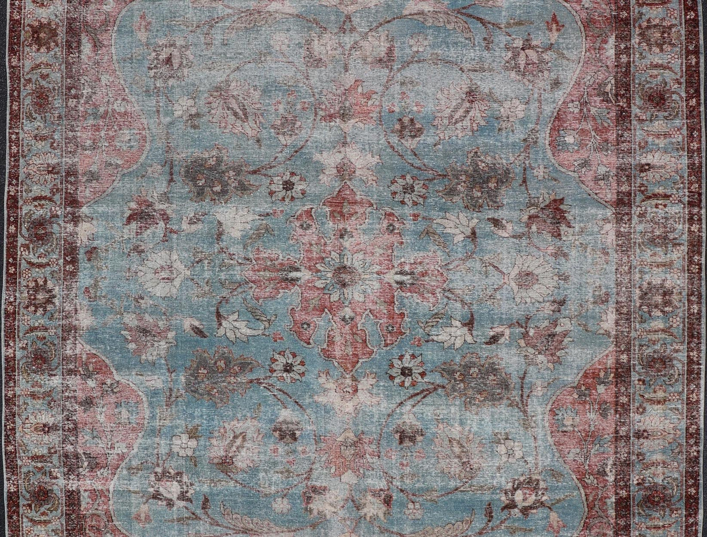 Hand - Knotted Antique Persian Tabriz Khoy Rug in Wool with Large Floral Design This antique Persian Tabriz Khoy rug features an all - over sub - geometric floral design rendered in multicolor, set upon a red background. A complementary, multi - tiered... - Keivan Woven ArtsEMB - 9556 - P13091 - 14868