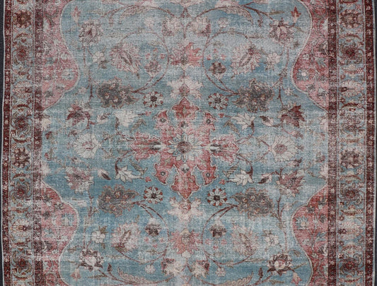 Hand - Knotted Antique Persian Tabriz Khoy Rug in Wool with Large Floral Design This antique Persian Tabriz Khoy rug features an all - over sub - geometric floral design rendered in multicolor, set upon a red background. A complementary, multi - tiered... - Keivan Woven ArtsEMB - 9556 - P13091 - 14868