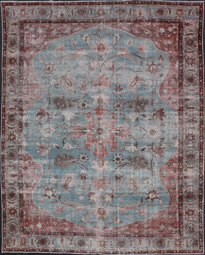 Hand - Knotted Antique Persian Tabriz Khoy Rug in Wool with Large Floral Design This antique Persian Tabriz Khoy rug features an all - over sub - geometric floral design rendered in multicolor, set upon a red background. A complementary, multi - tiered... - Keivan Woven ArtsEMB - 9556 - P13091 - 14868Rug