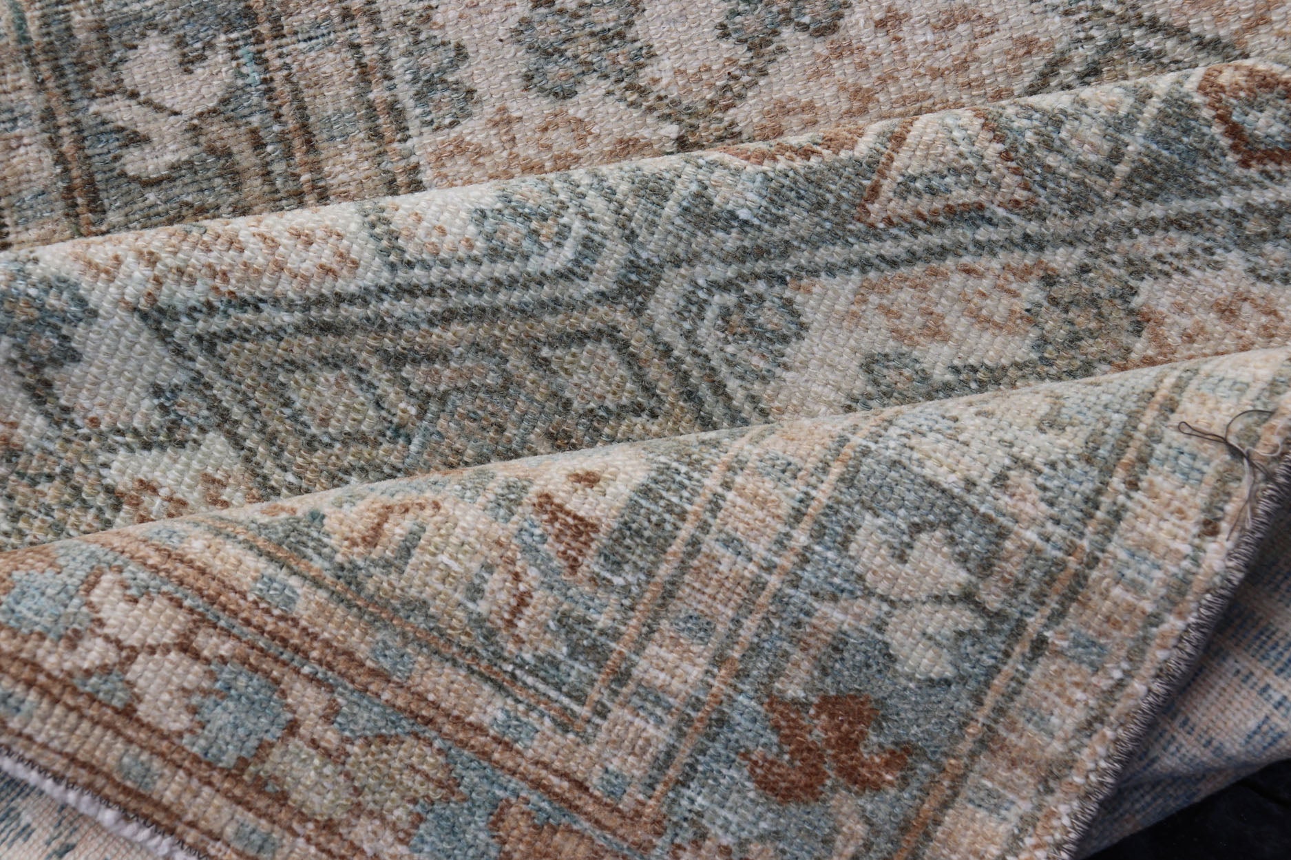 Measures: 2'5 x 9'1 Antique Persian Sarab Runner with Sub - Geometric Design in Light Blue, Tan, Grey. Antique Sarab Runner, rug EMB - 9562 - 13535; Keivan Woven Arts, country of origin / type: Persian / Sarab, circa 1920. This antique hand - knotte... - Keivan Woven ArtsEMB - 9562 - 13535 - 14904Rug