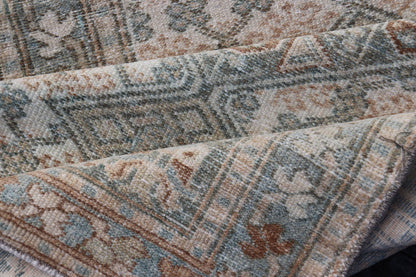 Measures: 2'5 x 9'1 Antique Persian Sarab Runner with Sub - Geometric Design in Light Blue, Tan, Grey. Antique Sarab Runner, rug EMB - 9562 - 13535; Keivan Woven Arts, country of origin / type: Persian / Sarab, circa 1920. This antique hand - knotte... - Keivan Woven ArtsEMB - 9562 - 13535 - 14904Rug