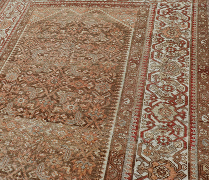 Earthy Tone Antique Hand Knotted Persian Hamadan Rug with All - Over Pattern Geometric design antique hamadan rug in taupe, light peach, red, ivory, and light tan color tones. Earthy Tone Antique Hand Knotted Persian Hamadan Rug With All - Over Pat... - Keivan Woven ArtsEMB - 9567 - P13078 - 14934Rug