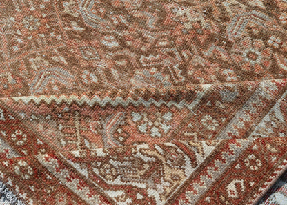 Earthy Tone Antique Hand Knotted Persian Hamadan Rug with All - Over Pattern Geometric design antique hamadan rug in taupe, light peach, red, ivory, and light tan color tones. Earthy Tone Antique Hand Knotted Persian Hamadan Rug With All - Over Pat... - Keivan Woven ArtsEMB - 9567 - P13078 - 14934Rug