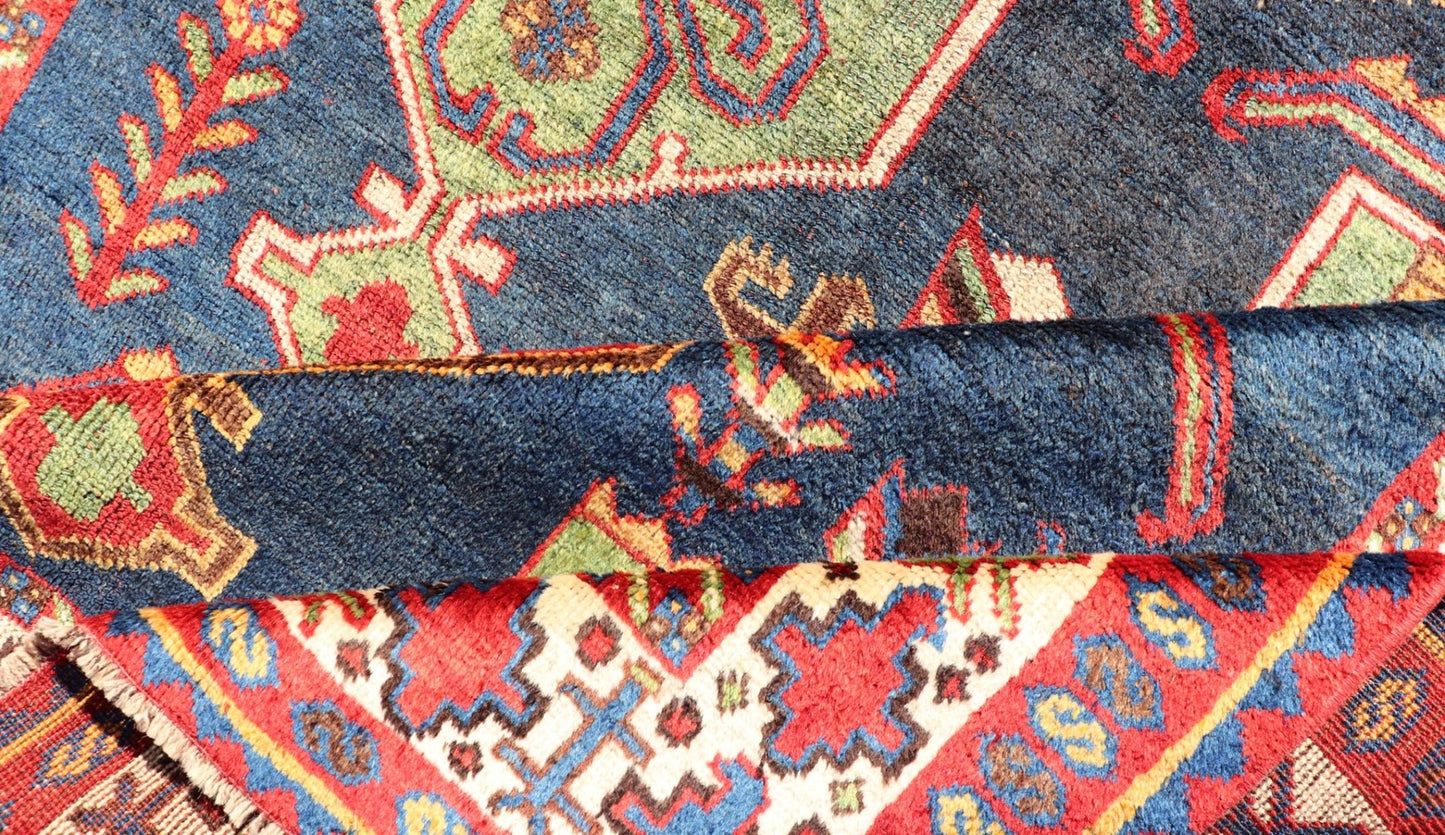 Colorful Antique Persian Lori Rug with All - Over Geometric Tribal Design Lori antique Persian in multi - colors with large scale all - over geometric tribal design, Keivan Woven Arts / rug EMB - 9569 - P13068, country of origin / type: Iran / lori, c... - Keivan Woven ArtsEMB - 9569 - P13068 - 14946Rug