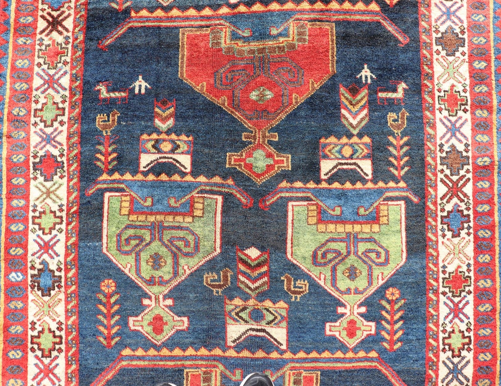Colorful Antique Persian Lori Rug with All - Over Geometric Tribal Design Lori antique Persian in multi - colors with large scale all - over geometric tribal design, Keivan Woven Arts / rug EMB - 9569 - P13068, country of origin / type: Iran / lori, c... - Keivan Woven ArtsEMB - 9569 - P13068 - 14946Rug