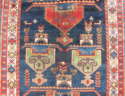 Colorful Antique Persian Lori Rug with All - Over Geometric Tribal Design Lori antique Persian in multi - colors with large scale all - over geometric tribal design, Keivan Woven Arts / rug EMB - 9569 - P13068, country of origin / type: Iran / lori, c... - Keivan Woven ArtsEMB - 9569 - P13068 - 14946Rug