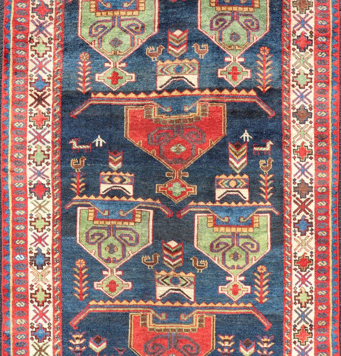 Colorful Antique Persian Lori Rug with All - Over Geometric Tribal Design Lori antique Persian in multi - colors with large scale all - over geometric tribal design, Keivan Woven Arts / rug EMB - 9569 - P13068, country of origin / type: Iran / lori, c... - Keivan Woven ArtsEMB - 9569 - P13068 - 14946Rug