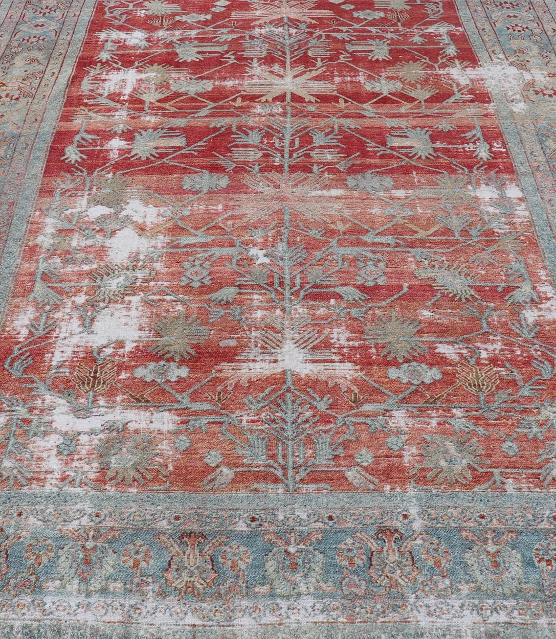 Antique Hand - Knotted Persian Bibikabad Rug in Wool with Unique Medallions This antique Persian Bibikabad rug has been hand - knotted in wool. The rug features a unique sub - geometric multi - medallion design rendered in blue, red, brown and ivory to... - Keivan Woven ArtsEMB - 9570 - P13090 - 14952Rug