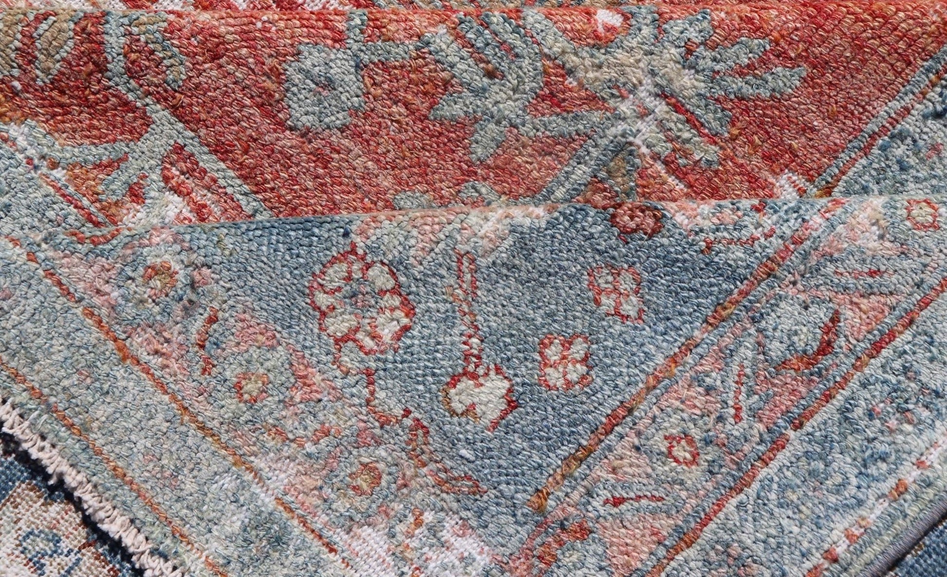 Antique Hand - Knotted Persian Bibikabad Rug in Wool with Unique Medallions This antique Persian Bibikabad rug has been hand - knotted in wool. The rug features a unique sub - geometric multi - medallion design rendered in blue, red, brown and ivory to... - Keivan Woven ArtsEMB - 9570 - P13090 - 14952Rug