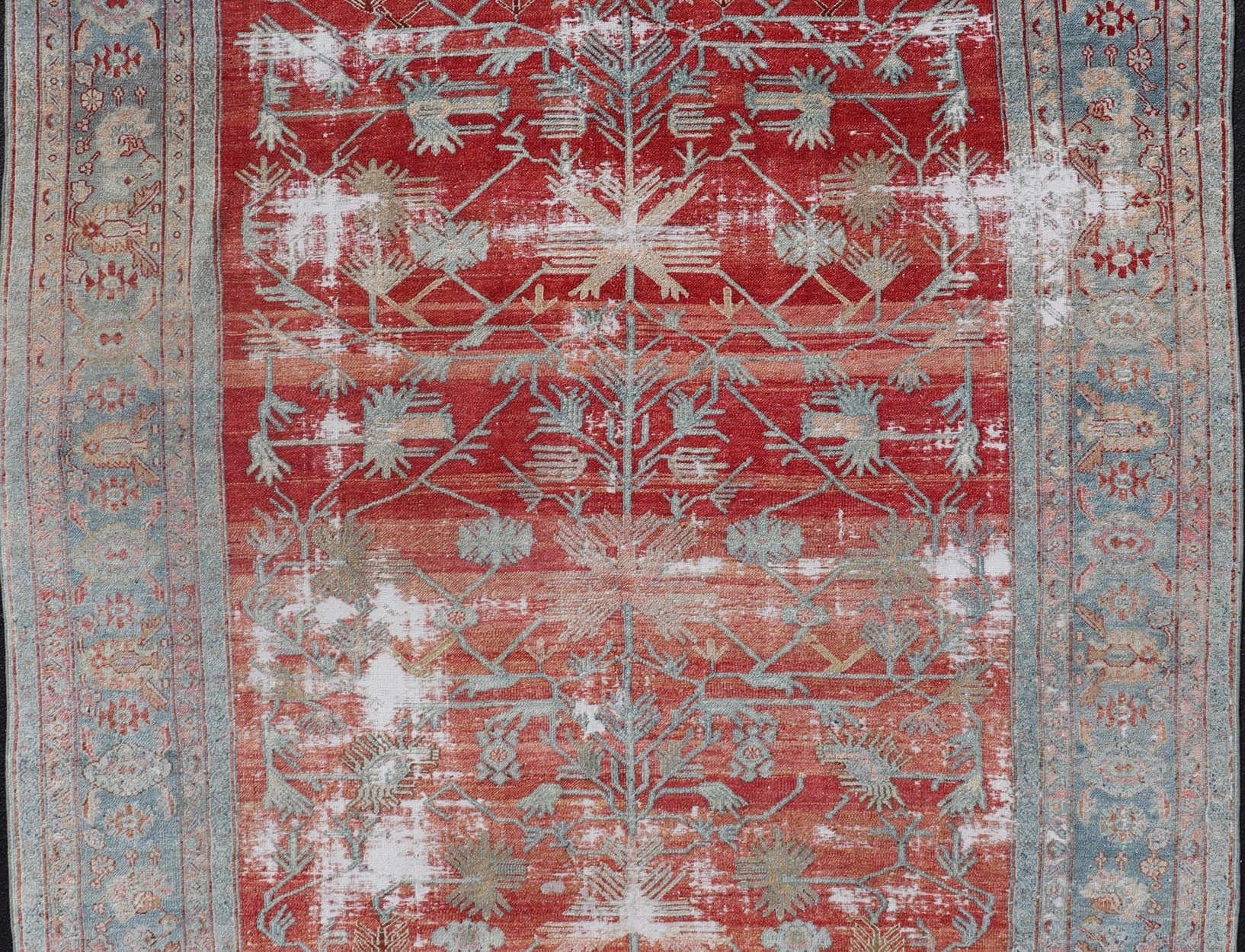 Antique Hand - Knotted Persian Bibikabad Rug in Wool with Unique Medallions This antique Persian Bibikabad rug has been hand - knotted in wool. The rug features a unique sub - geometric multi - medallion design rendered in blue, red, brown and ivory to... - Keivan Woven ArtsEMB - 9570 - P13090 - 14952Rug