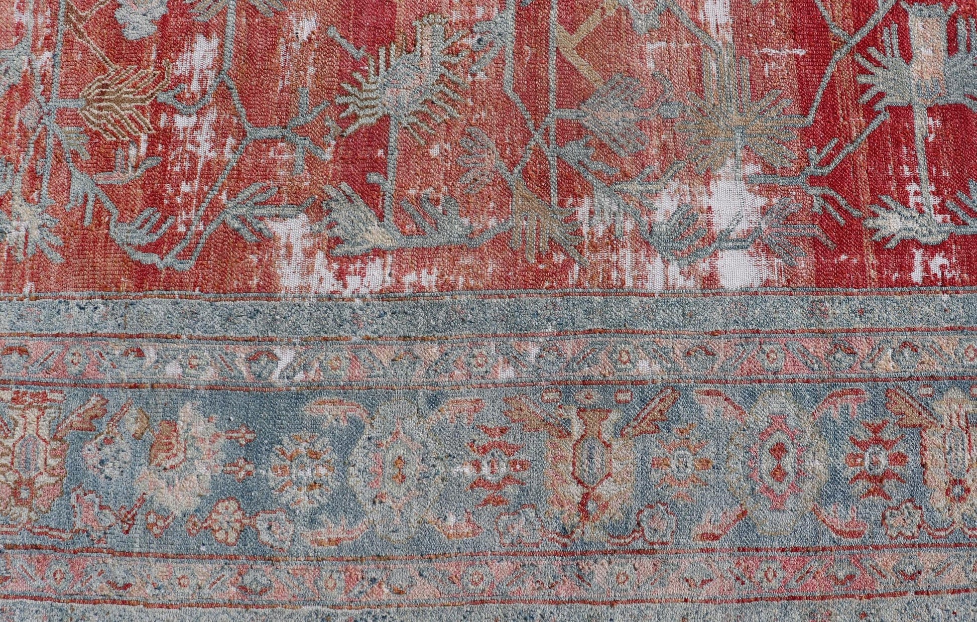 Antique Hand - Knotted Persian Bibikabad Rug in Wool with Unique Medallions This antique Persian Bibikabad rug has been hand - knotted in wool. The rug features a unique sub - geometric multi - medallion design rendered in blue, red, brown and ivory to... - Keivan Woven ArtsEMB - 9570 - P13090 - 14952Rug