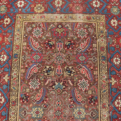 Antique Persian Sultanabad Distressed Runner with Floral Design in Jewel Tones This exquisite antique hand - knotted distressed Persian Sultanabad runner features an all - over sub - geometric floral design replete in jewel tones and enclosed within ... - Keivan Woven ArtsEMB - 9573 - P13084 - 14964Rug