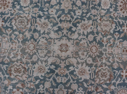 All - Over Light Green Floral Antique Persian Hamadan Rug with Earthy Tones Measures: 7'0 x 9'10 This antique persian Hamadan displaying a light green background with a cream border. The design is floral, the center having a tight and busy... - Keivan Woven ArtsEMB - 9574 - P13891 - 14970Rug