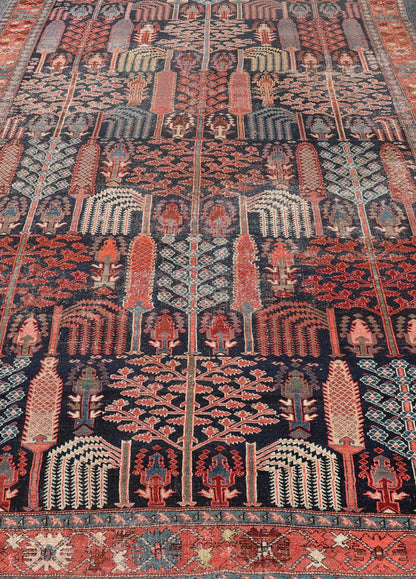 Antique Persian Bakhshaish Rug with All - Over Tree and Willow Design. This antique Persian Bakhshaish rug features an all - over tree design with willow trees, branches and leaves displaying a variety of garden trees. Set upon a Navy background t... - Keivan Woven ArtsEMB - 9576 - P13071 - 14982Rug