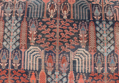 Antique Persian Bakhshaish Rug with All - Over Tree and Willow Design. This antique Persian Bakhshaish rug features an all - over tree design with willow trees, branches and leaves displaying a variety of garden trees. Set upon a Navy background t... - Keivan Woven ArtsEMB - 9576 - P13071 - 14982Rug