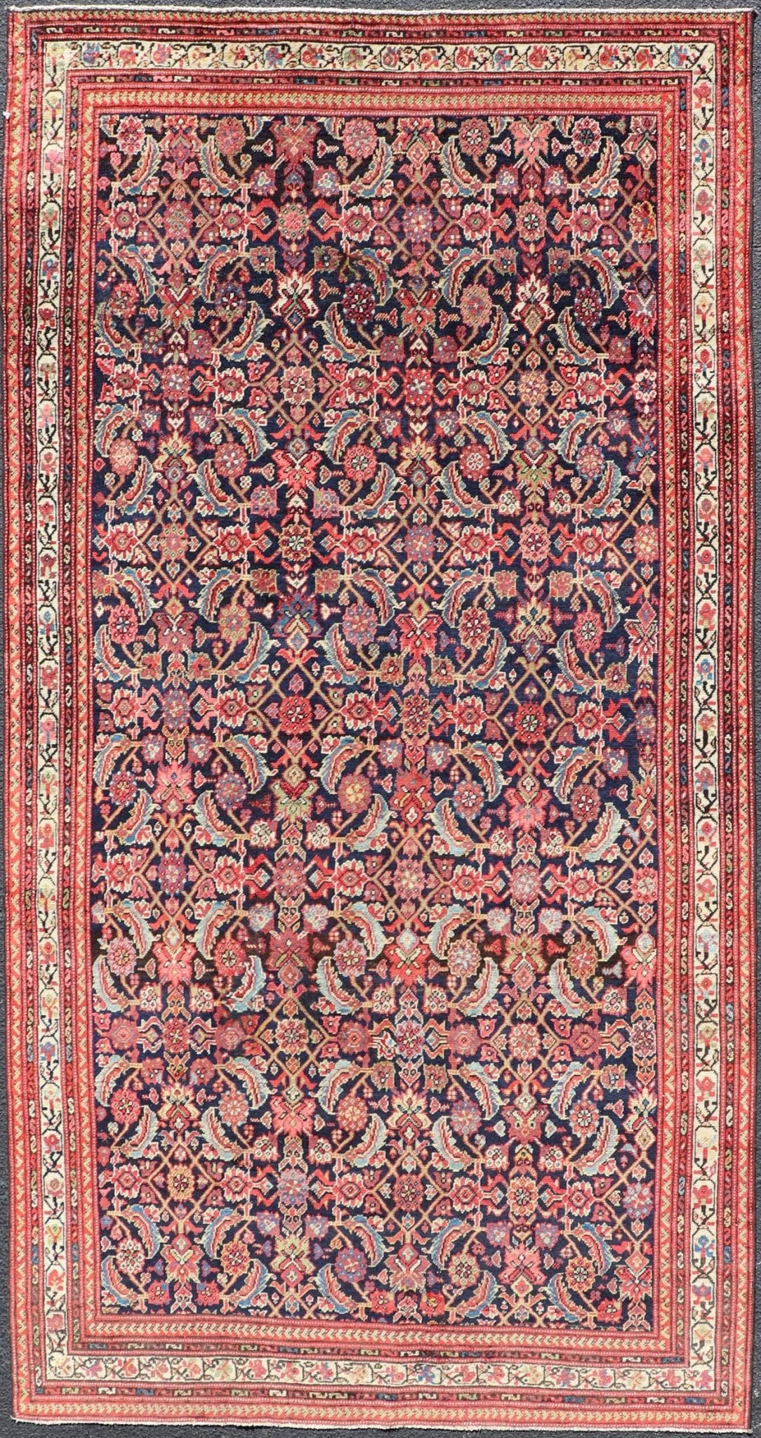 Antique Persian Malayer Rug with All over Herati Design Measures: 5'0 x 10'0 Fine weave Antique Persian Malayer Rug with All over Herati Design in Blue's and Red's. Country of origin: Iran; Type: Malayer; Design: All - Over, Herati; Keiva... - Keivan Woven ArtsEMB - 9579 - 13881 - 15140Rug