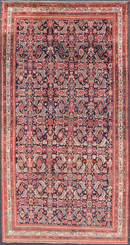 Antique Persian Malayer Rug with All over Herati Design Measures: 5'0 x 10'0 Fine weave Antique Persian Malayer Rug with All over Herati Design in Blue's and Red's. Country of origin: Iran; Type: Malayer; Design: All - Over, Herati; Keiva... - Keivan Woven ArtsEMB - 9579 - 13881 - 15140Rug