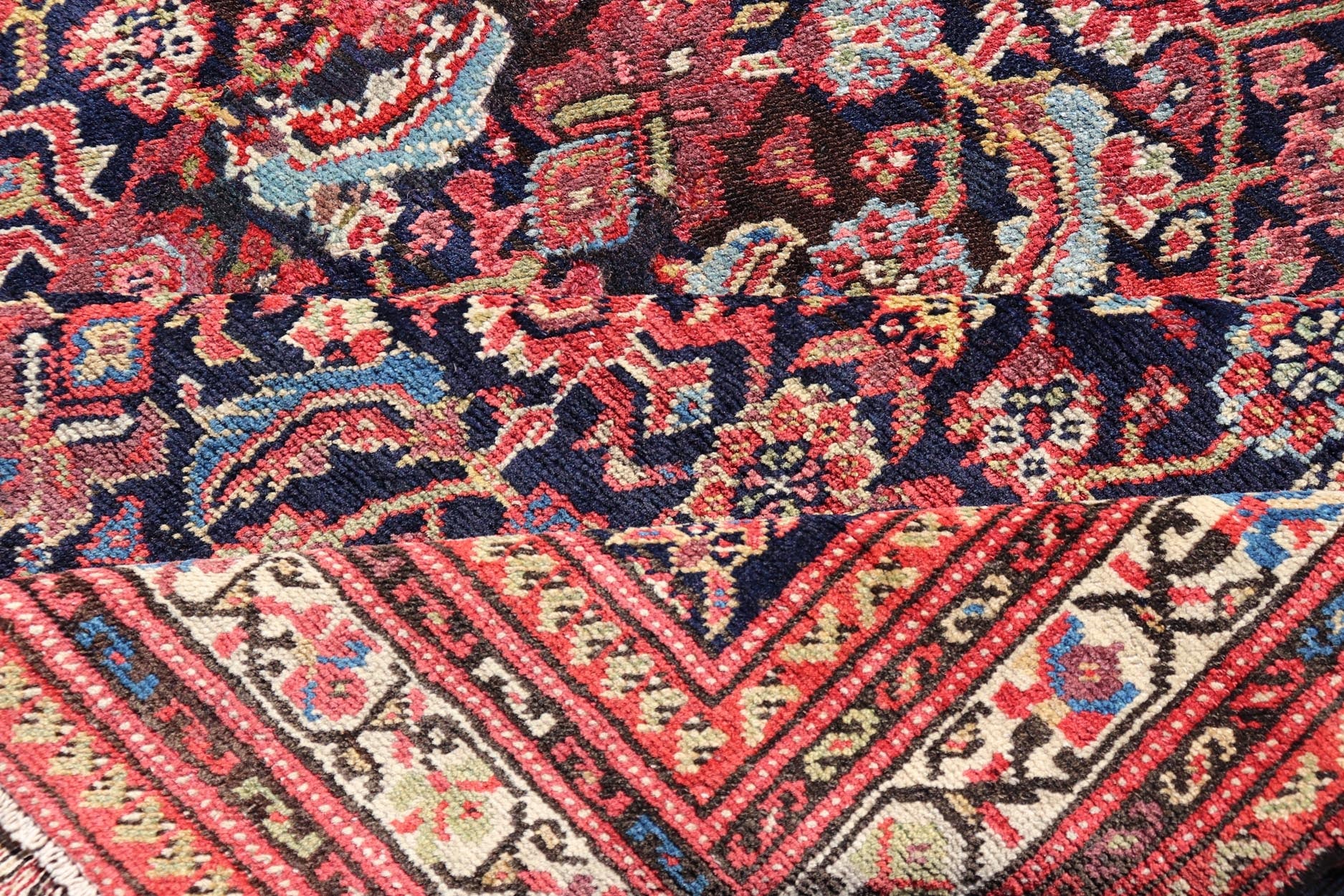 Antique Persian Malayer Rug with All over Herati Design Measures: 5'0 x 10'0 Fine weave Antique Persian Malayer Rug with All over Herati Design in Blue's and Red's. Country of origin: Iran; Type: Malayer; Design: All - Over, Herati; Keiva... - Keivan Woven ArtsEMB - 9579 - 13881 - 15140Rug