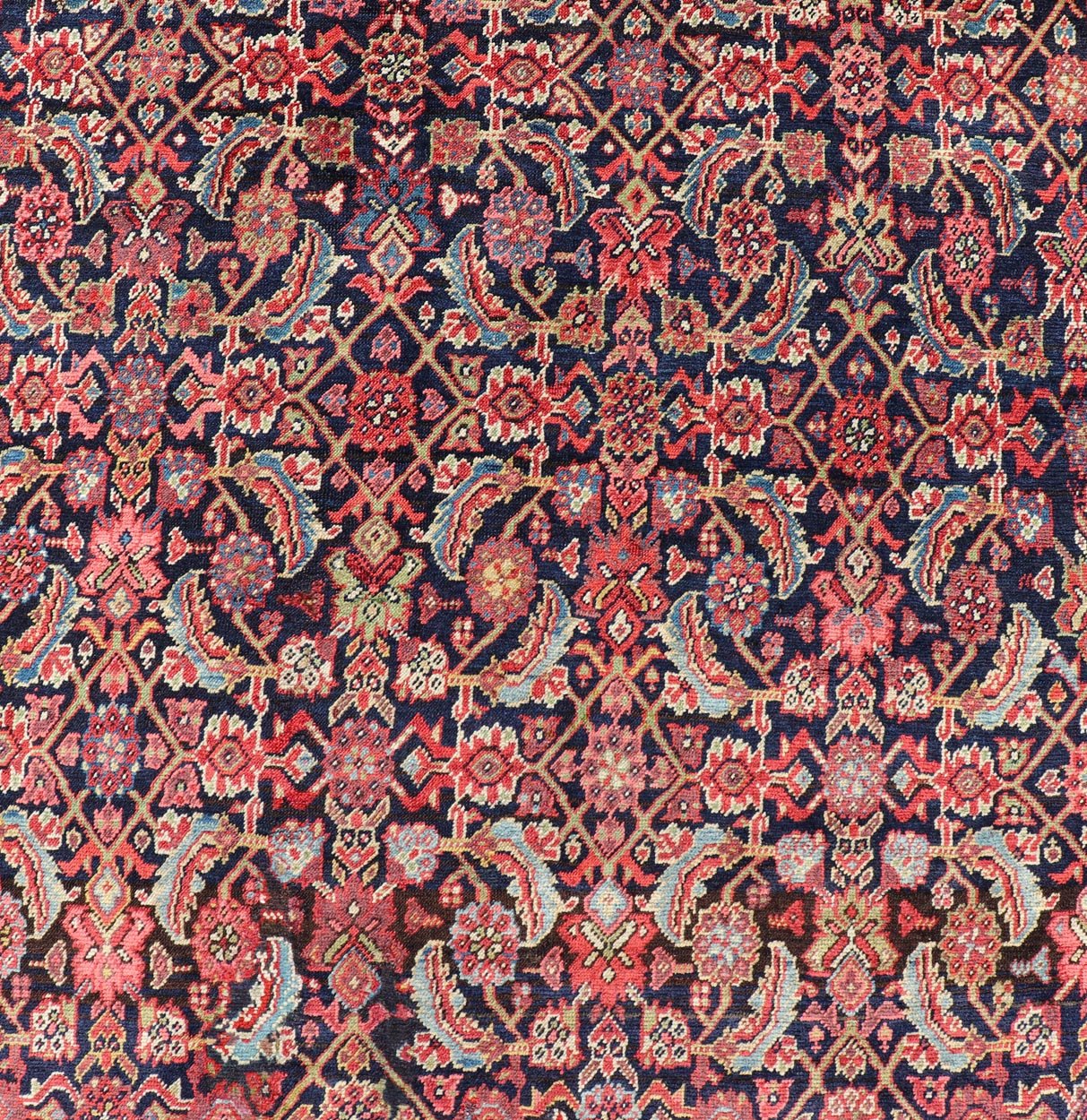Antique Persian Malayer Rug with All over Herati Design Measures: 5'0 x 10'0 Fine weave Antique Persian Malayer Rug with All over Herati Design in Blue's and Red's. Country of origin: Iran; Type: Malayer; Design: All - Over, Herati; Keiva... - Keivan Woven ArtsEMB - 9579 - 13881 - 15140Rug