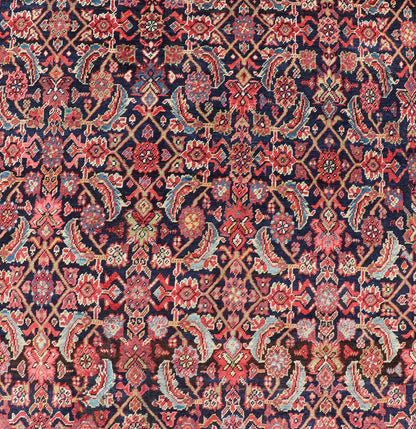 Antique Persian Malayer Rug with All over Herati Design Measures: 5'0 x 10'0 Fine weave Antique Persian Malayer Rug with All over Herati Design in Blue's and Red's. Country of origin: Iran; Type: Malayer; Design: All - Over, Herati; Keiva... - Keivan Woven ArtsEMB - 9579 - 13881 - 15140Rug