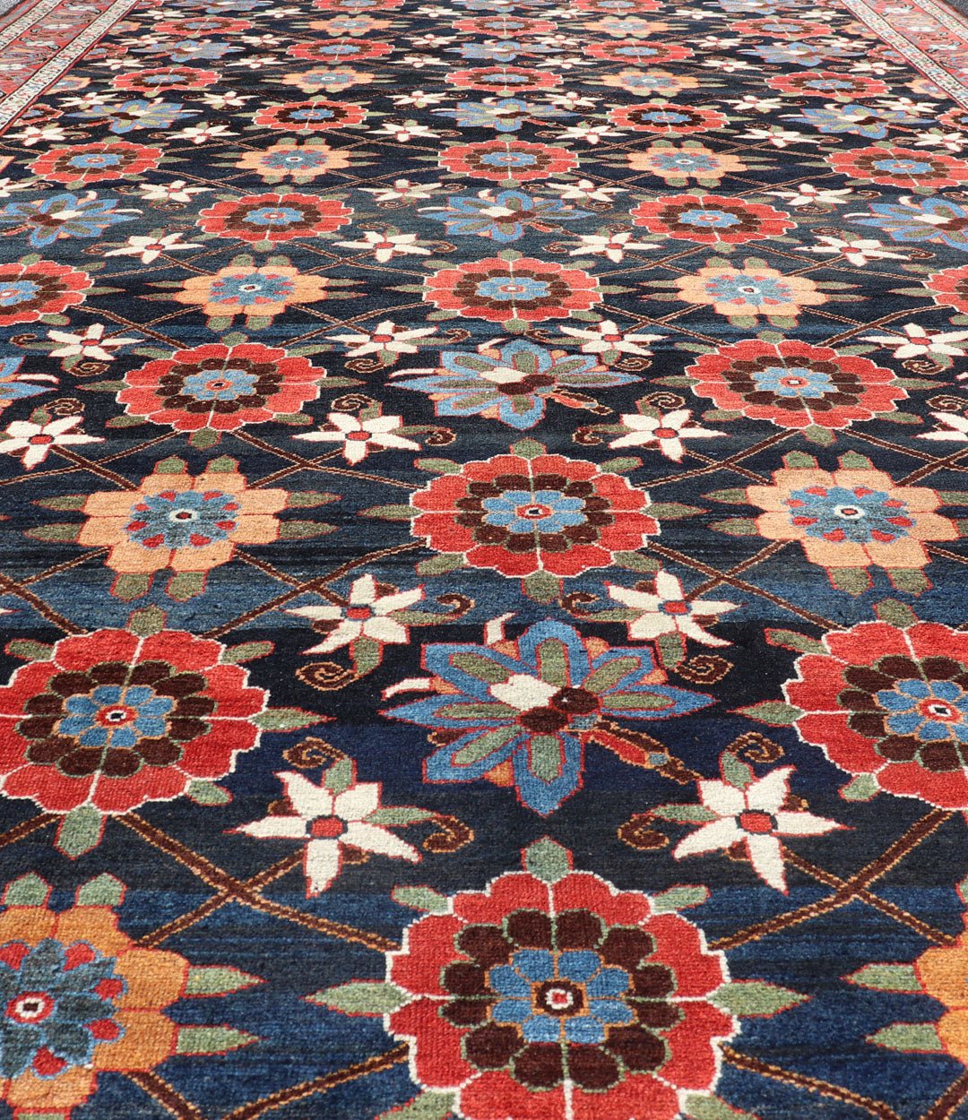 Wool Hand Knotted Antique Persian Gallery Bakhitari Rug in All - Over Floral Design Antique Bakhtiari rug in All - Over flower design hand knotted wool gallery rug in multi colors. Keivan Woven Arts / rug EMB - 9581 - P13887, origin / type: Iran / Bakh... - Keivan Woven ArtsEMB - 9581 - P13887 - 15152Rug