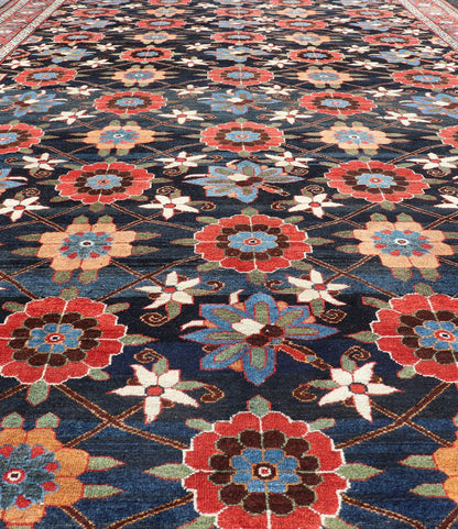 Wool Hand Knotted Antique Persian Gallery Bakhitari Rug in All - Over Floral Design Antique Bakhtiari rug in All - Over flower design hand knotted wool gallery rug in multi colors. Keivan Woven Arts / rug EMB - 9581 - P13887, origin / type: Iran / Bakh... - Keivan Woven ArtsEMB - 9581 - P13887 - 15152Rug
