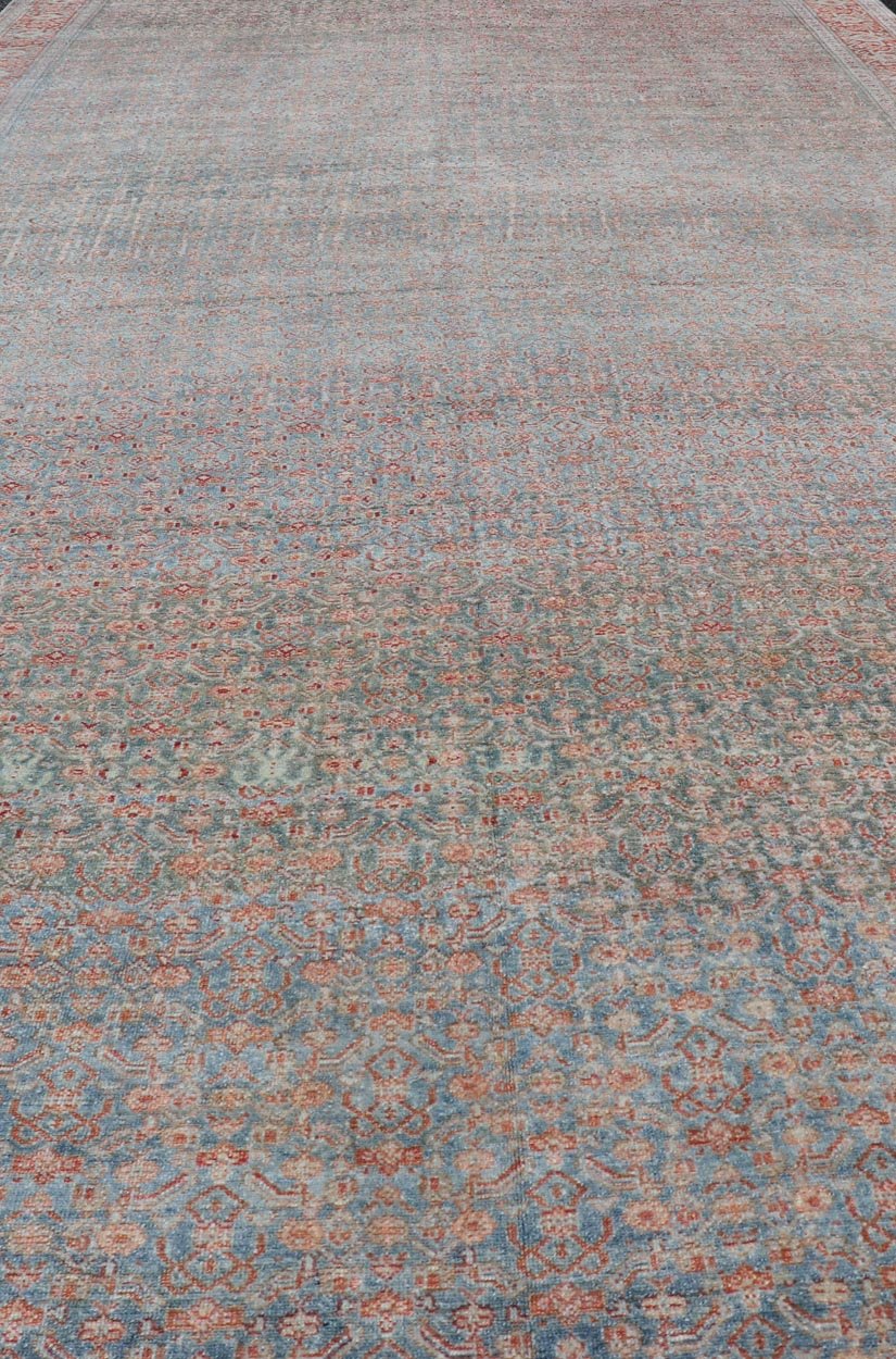 Hand - Knotted Antique Persian Long Gallery Senneh in Wool with All - Over Design This antique Persian long gallery Senneh rug has been hand - knotted in wool. The rug features an all - over sub - geometric design, set upon a blue background. The rug has ... - Keivan Woven ArtsEMB - 9582 - P13876 - 15158Rug