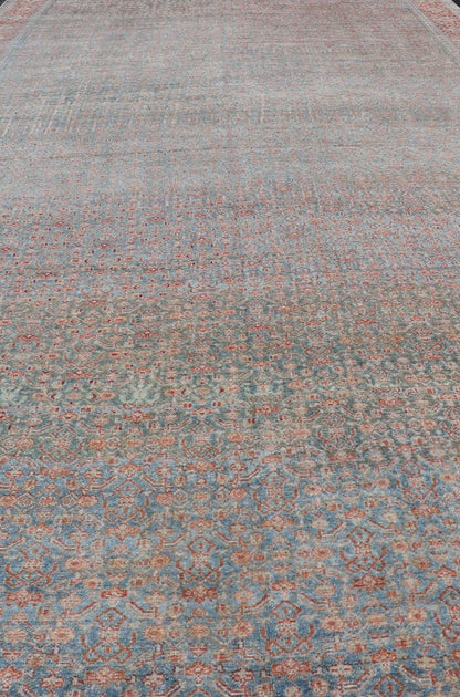 Hand - Knotted Antique Persian Long Gallery Senneh in Wool with All - Over Design This antique Persian long gallery Senneh rug has been hand - knotted in wool. The rug features an all - over sub - geometric design, set upon a blue background. The rug has ... - Keivan Woven ArtsEMB - 9582 - P13876 - 15158Rug