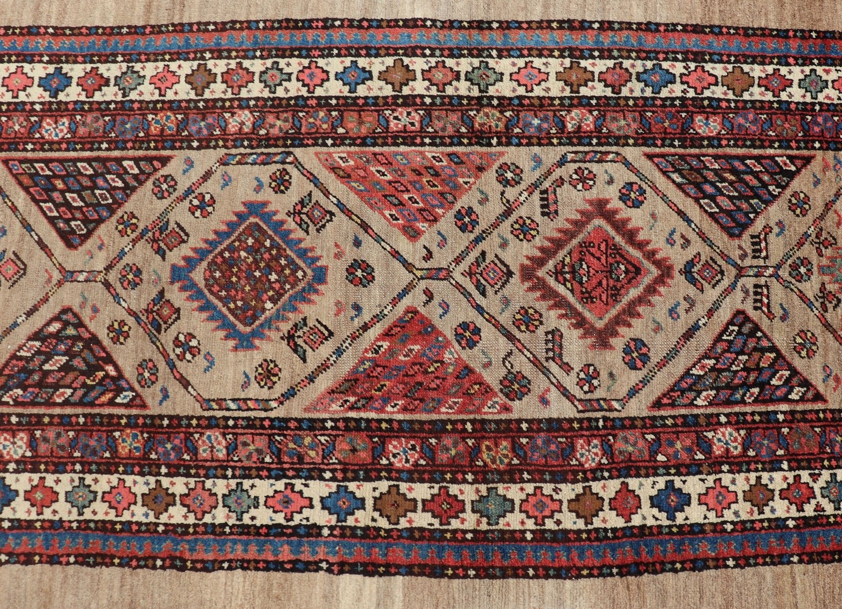 Tribal Persian Hand Knotted Antique Serab Long Runner in Tribal Design Antique Persian Tribal Serab runner, Keivan Woven Arts / rug/EMB - 9584 - P13514, origin/iran. Measures: 3'7 x 14 - Keivan Woven ArtsEMB - 9584 - P13514 - 15170Rug