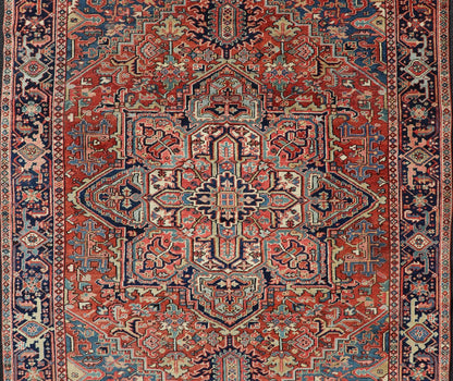 Antique Persian Heriz Rug with All - Over Sub - Geometric Layered Medallion Design Hand Knotted Persian Antique Heriz Rug with medallion design in jewel colors, Keivan Woven Arts / rug EMB - 9586 - P13505, country of origin / type: Persian / Heriz, circ... - Keivan Woven ArtsEMB - 9586 - P13505 - 15182Rug
