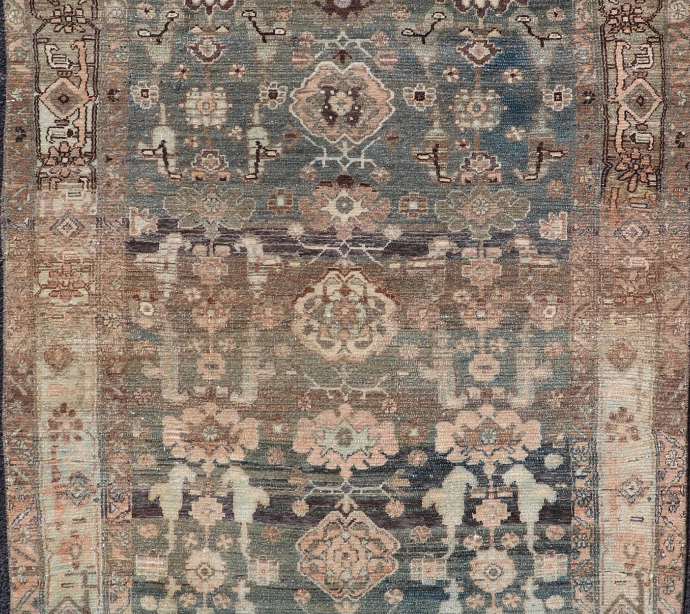 Antique Nahavand Rug with All - Over Sub - Geometric Design in Muted Colors Antique Persian Nahavand Tribal rug, rug EMB - 9589 - P13576, country of origin / type: Persian / Nahavand, circa Early - 20th Century. Measures: 3'10 x 6'6 - Keivan Woven ArtsEMB - 9589 - P13576 - 15196Rug