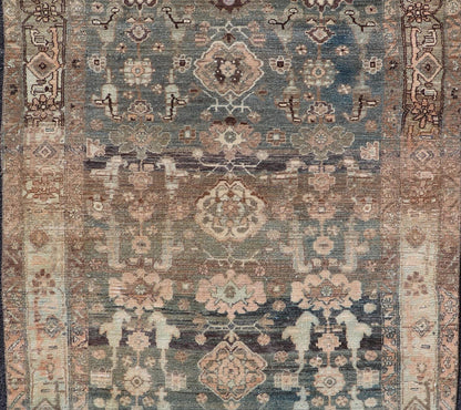 Antique Nahavand Rug with All - Over Sub - Geometric Design in Muted Colors Antique Persian Nahavand Tribal rug, rug EMB - 9589 - P13576, country of origin / type: Persian / Nahavand, circa Early - 20th Century. Measures: 3'10 x 6'6 - Keivan Woven ArtsEMB - 9589 - P13576 - 15196Rug