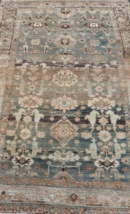 Antique Nahavand Rug with All - Over Sub - Geometric Design in Muted Colors Antique Persian Nahavand Tribal rug, rug EMB - 9589 - P13576, country of origin / type: Persian / Nahavand, circa Early - 20th Century. Measures: 3'10 x 6'6 - Keivan Woven ArtsEMB - 9589 - P13576 - 15196Rug