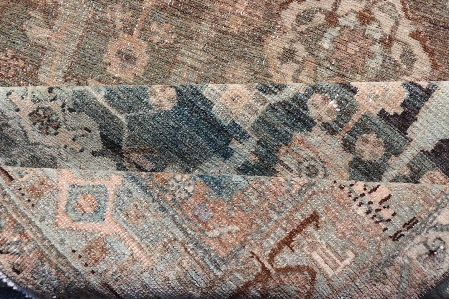 Antique Nahavand Rug with All - Over Sub - Geometric Design in Muted Colors Antique Persian Nahavand Tribal rug, rug EMB - 9589 - P13576, country of origin / type: Persian / Nahavand, circa Early - 20th Century. Measures: 3'10 x 6'6 - Keivan Woven ArtsEMB - 9589 - P13576 - 15196Rug