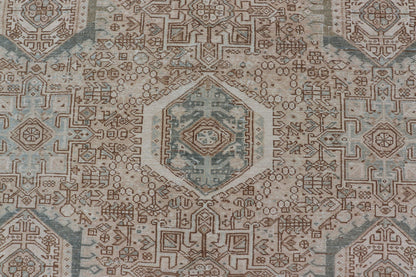 Midcentury Hand Knotted Persian Heriz carpet with layered Medallion and Motifs, rug EMB - 9590 - P13582, country of origin / type: Iran / Heriz, circa mid - 20th century Measures: 9'4 x 12'10 Vintage Persian Heriz Rug with All - Over Med... - Keivan Woven ArtsEMB - 9590 - P13582 - 15202Rug