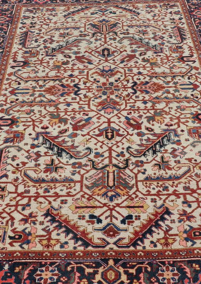 Vintage Hand - Knotted Persian Heriz Rug with All Over Geometric Design. Vintage Hand - Knotted Persian Heriz Rug in Wool with Sub - Geometric Design. Hand - Knotted Heriz Rug with All - Over Design, Keivan Woven Arts; rug EMB - 9591 - P13516, country of origin / ty... - Keivan Woven ArtsEMB - 9591 - P13516 - 15595Rug